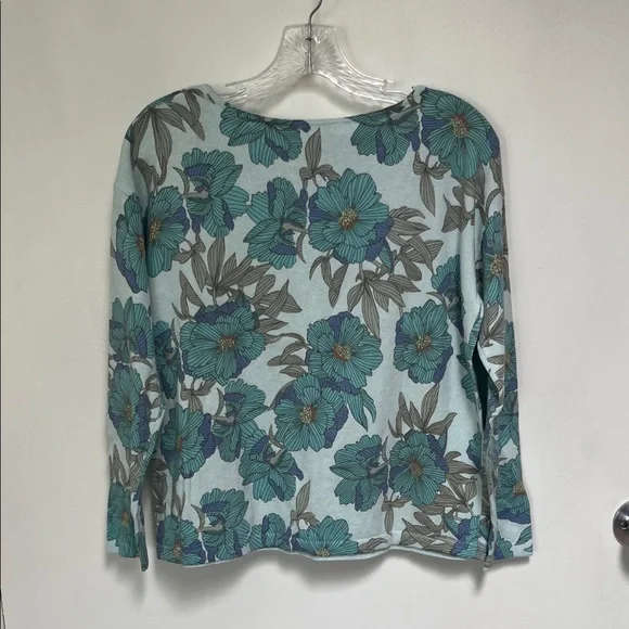 J. Jill Teal and Gray Floral Blouse - Picture 4 of 4